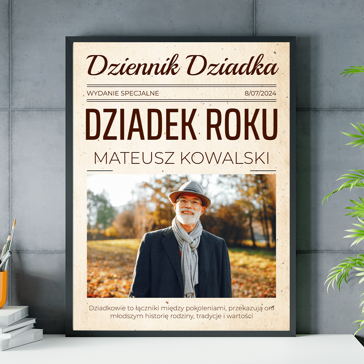 Dziennik dziadka - plakat, spersonalizowany prezent dla dziadka - idamell.com