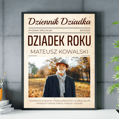 Dziennik dziadka - plakat, spersonalizowany prezent dla dziadka - idamell.com