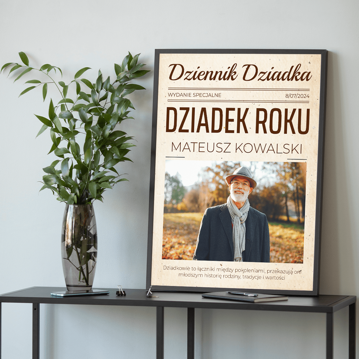 Dziennik dziadka - plakat, spersonalizowany prezent dla dziadka - idamell.com
