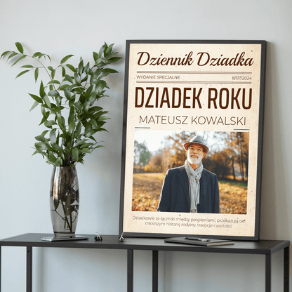 Dziennik dziadka - plakat, spersonalizowany prezent dla dziadka - idamell.com