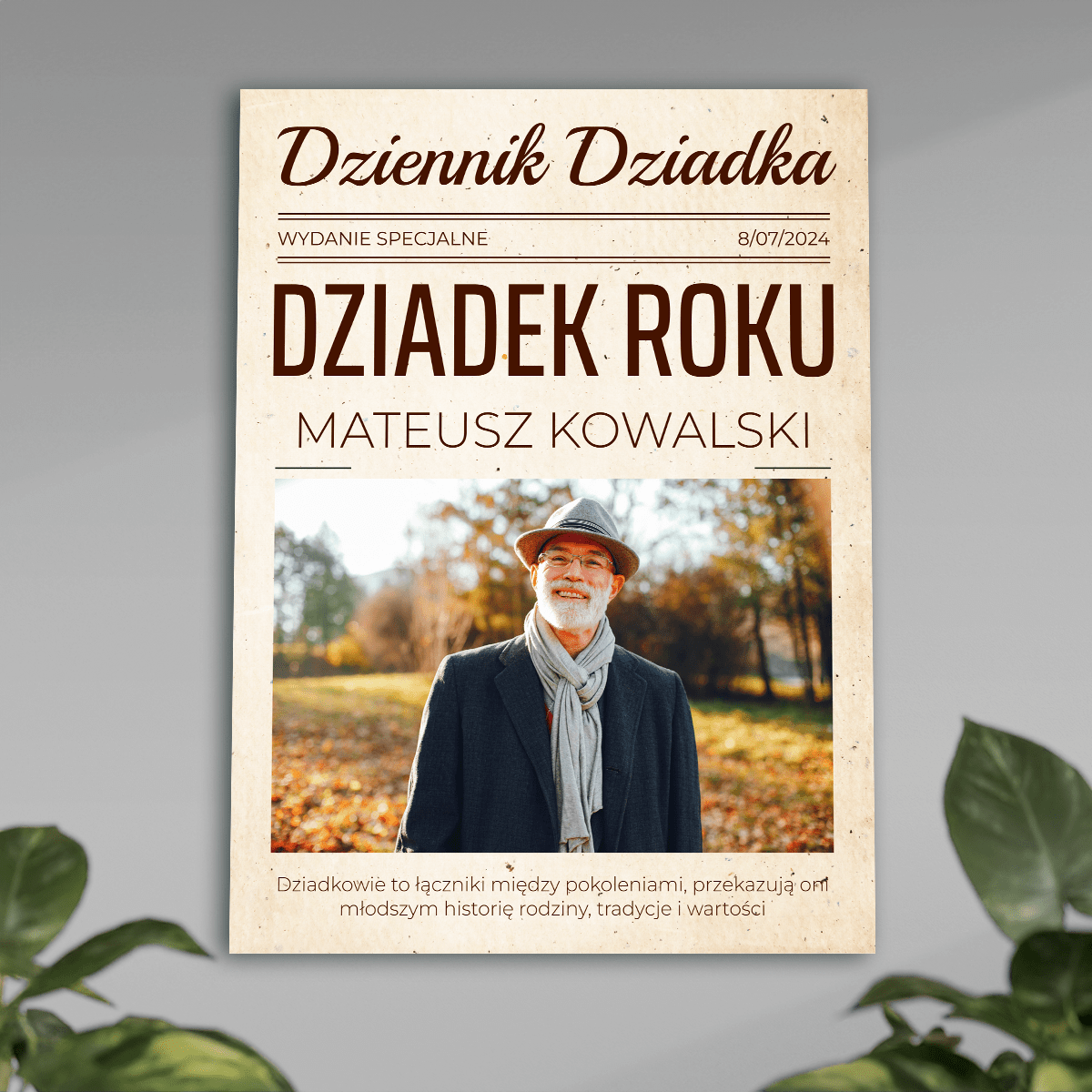 Dziennik dziadka - plakat, spersonalizowany prezent dla dziadka - idamell.com