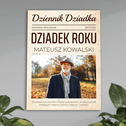 Dziennik dziadka - plakat, spersonalizowany prezent dla dziadka - idamell.com