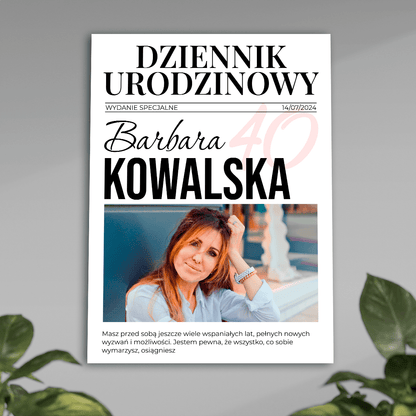 Dziennik urodzinowy - plakat, spersonalizowany prezent dla kobiety - idamell.com