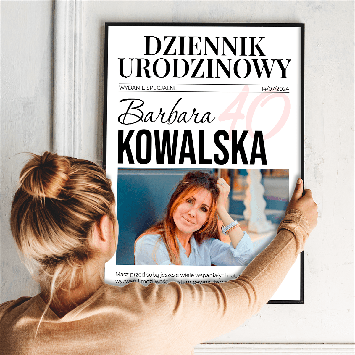 Dziennik urodzinowy - plakat, spersonalizowany prezent dla kobiety - idamell.com