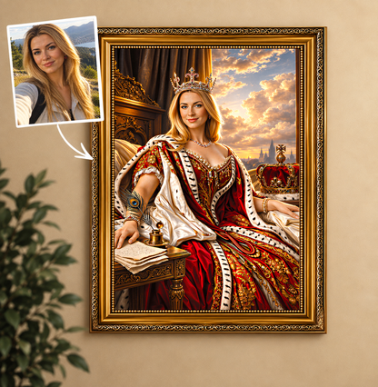 Portret ze zdjęcia na płótnie Historyczna królowa — prezent dla mamy