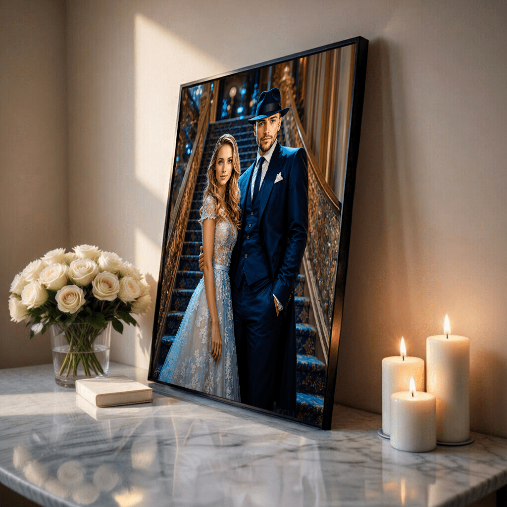 Elegancka para - plakat, spersonalizowany prezent dla męża - idamell.com