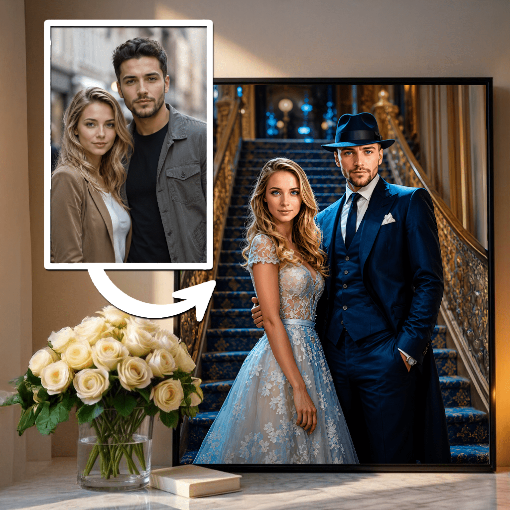 Elegancka para - plakat, spersonalizowany prezent dla męża - idamell.com