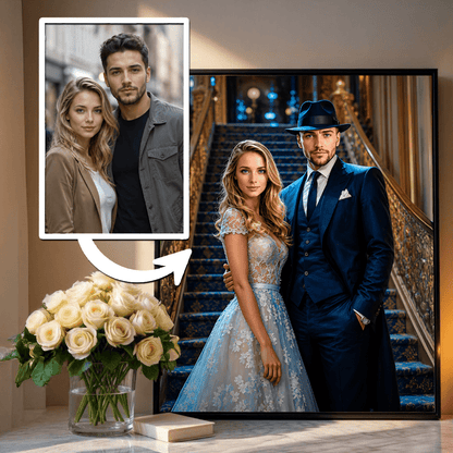 Elegancka para - plakat, spersonalizowany prezent dla męża - idamell.com