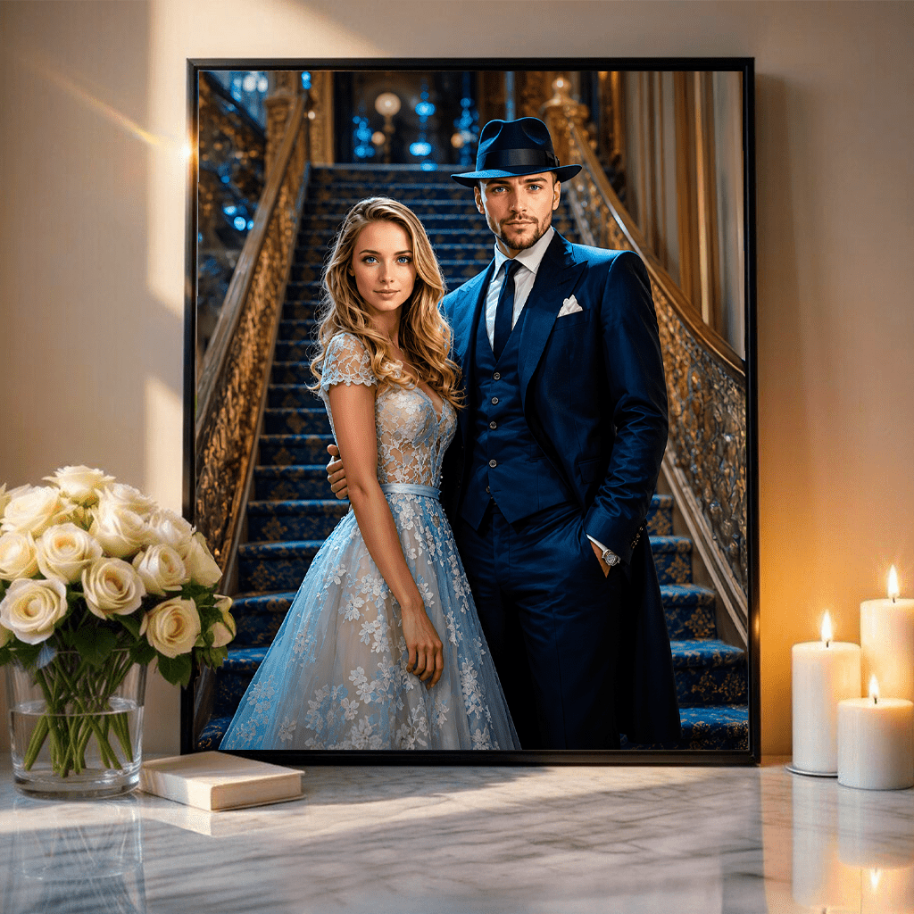 Elegancka para - plakat, spersonalizowany prezent dla męża - idamell.com
