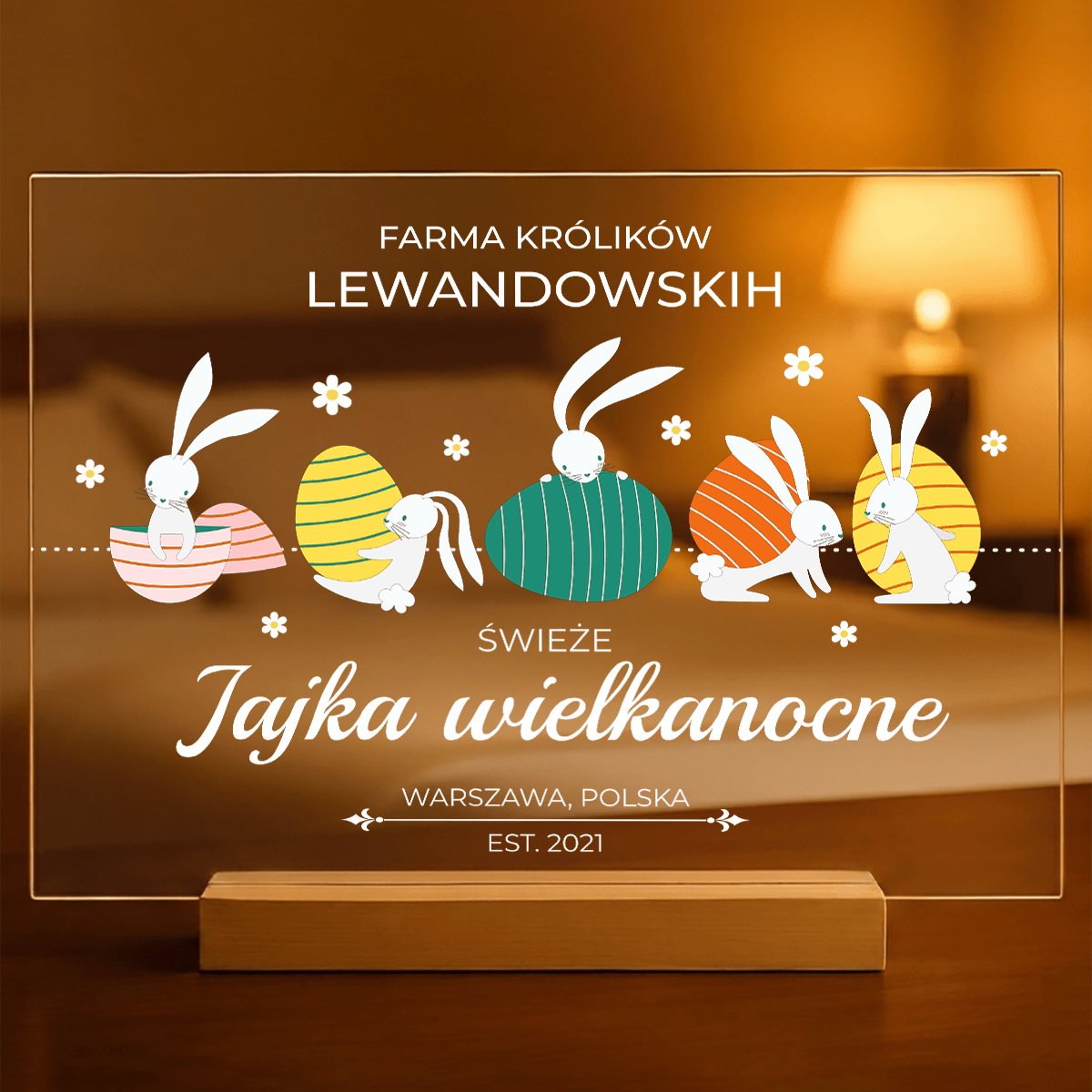 Farma królików - Druk na szkle, spersonalizowany prezent na Wielkanoc - idamell.com