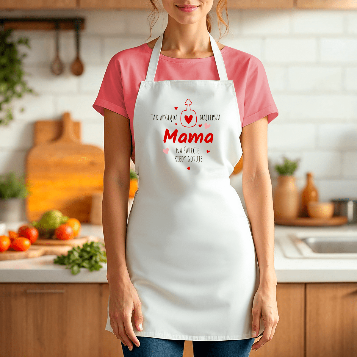 Fartuch kuchenny z nadrukiem TAK WYGLĄDA NAJLEPSZA MAMA - spersonalizowany prezent dla mamy - idamell.com
