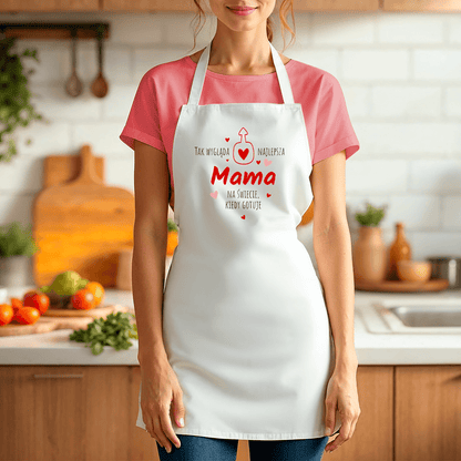 Fartuch kuchenny z nadrukiem TAK WYGLĄDA NAJLEPSZA MAMA - spersonalizowany prezent dla mamy - idamell.com