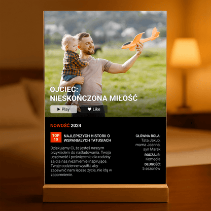 Film mój tata - Druk na szkle, spersonalizowany prezent dla taty - idamell.com