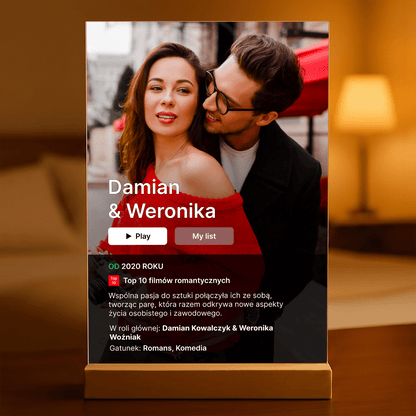 Film o nas - Druk na szkle, spersonalizowany prezent dla pary - idamell.com