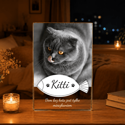 Fotografia kota + napis - Druk na szkle, spersonalizowany prezent - idamell.com