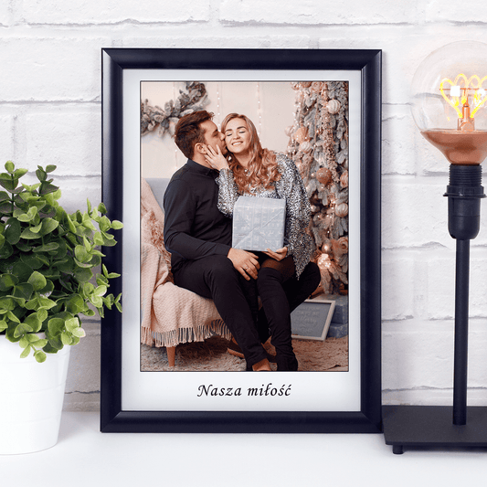 Fotografia pary + napis - Druk na szkle, spersonalizowany prezent dla pary - idamell.com