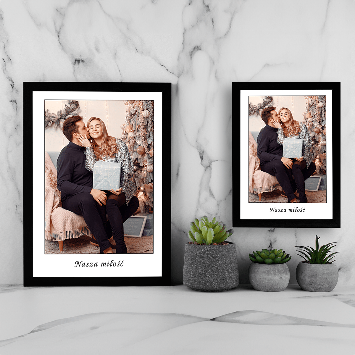 Fotografia pary + napis - Druk na szkle, spersonalizowany prezent dla pary - idamell.com