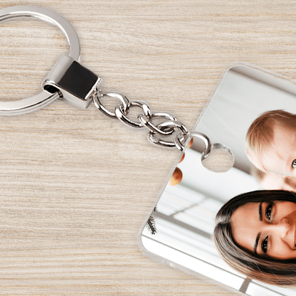 Fotografia z mamą + napis NAJLEPSZA MAMA - brelok do kluczy, spersonalizowany prezent dla mamy - idamell.com
