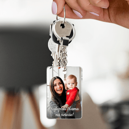 Fotografia z mamą + napis NAJLEPSZA MAMA - brelok do kluczy, spersonalizowany prezent dla mamy - idamell.com