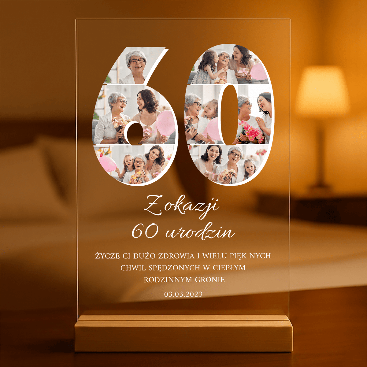 Fotokolaż 60 urodziny - Druk na szkle, spersonalizowany prezent - idamell.com