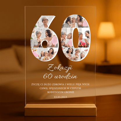 Fotokolaż 60 urodziny - Druk na szkle, spersonalizowany prezent - idamell.com