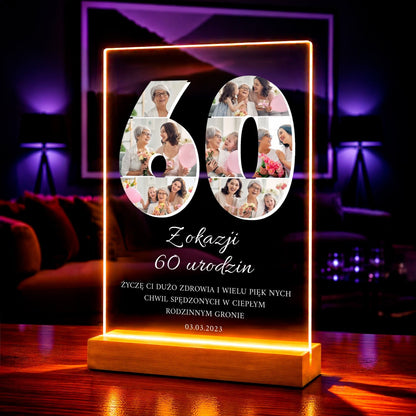 Fotokolaż 60 urodziny - Druk na szkle, spersonalizowany prezent - idamell.com