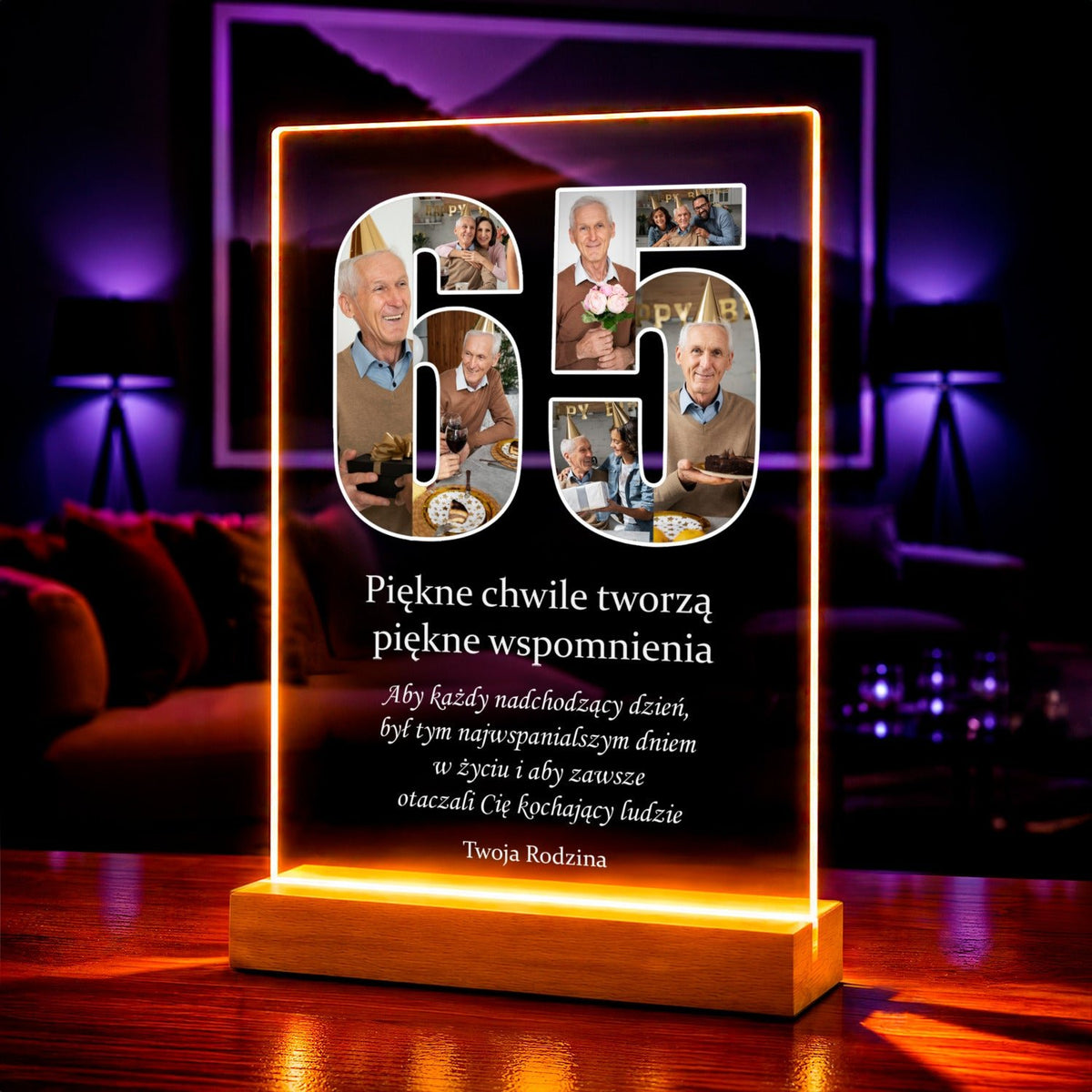 Fotokolaż 65 urodziny - Druk na szkle, spersonalizowany prezent - idamell.com