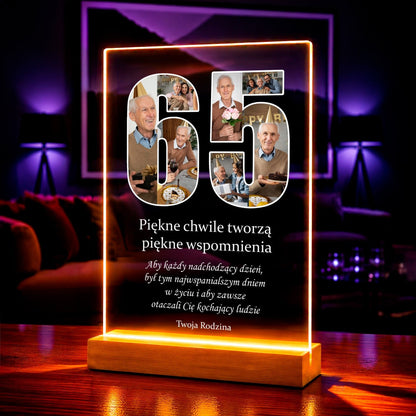 Fotokolaż 65 urodziny - Druk na szkle, spersonalizowany prezent - idamell.com