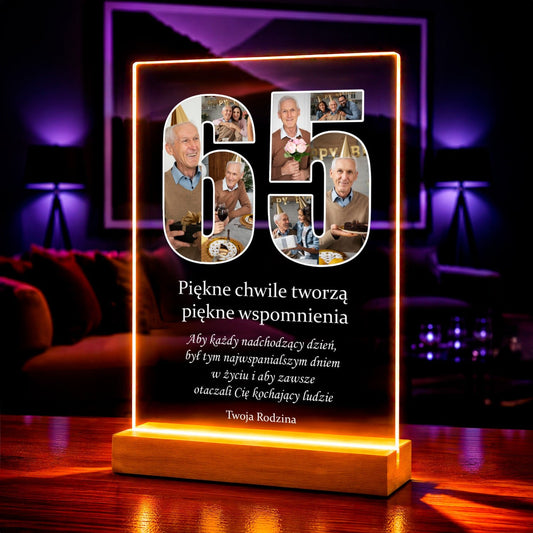 Fotokolaż 65 urodziny - Druk na szkle, spersonalizowany prezent - idamell.com