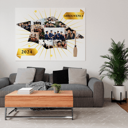 Fotokolaż absolwentów - druk na płótnie, spersonalizowany prezent dla nauczyciela - idamell.com