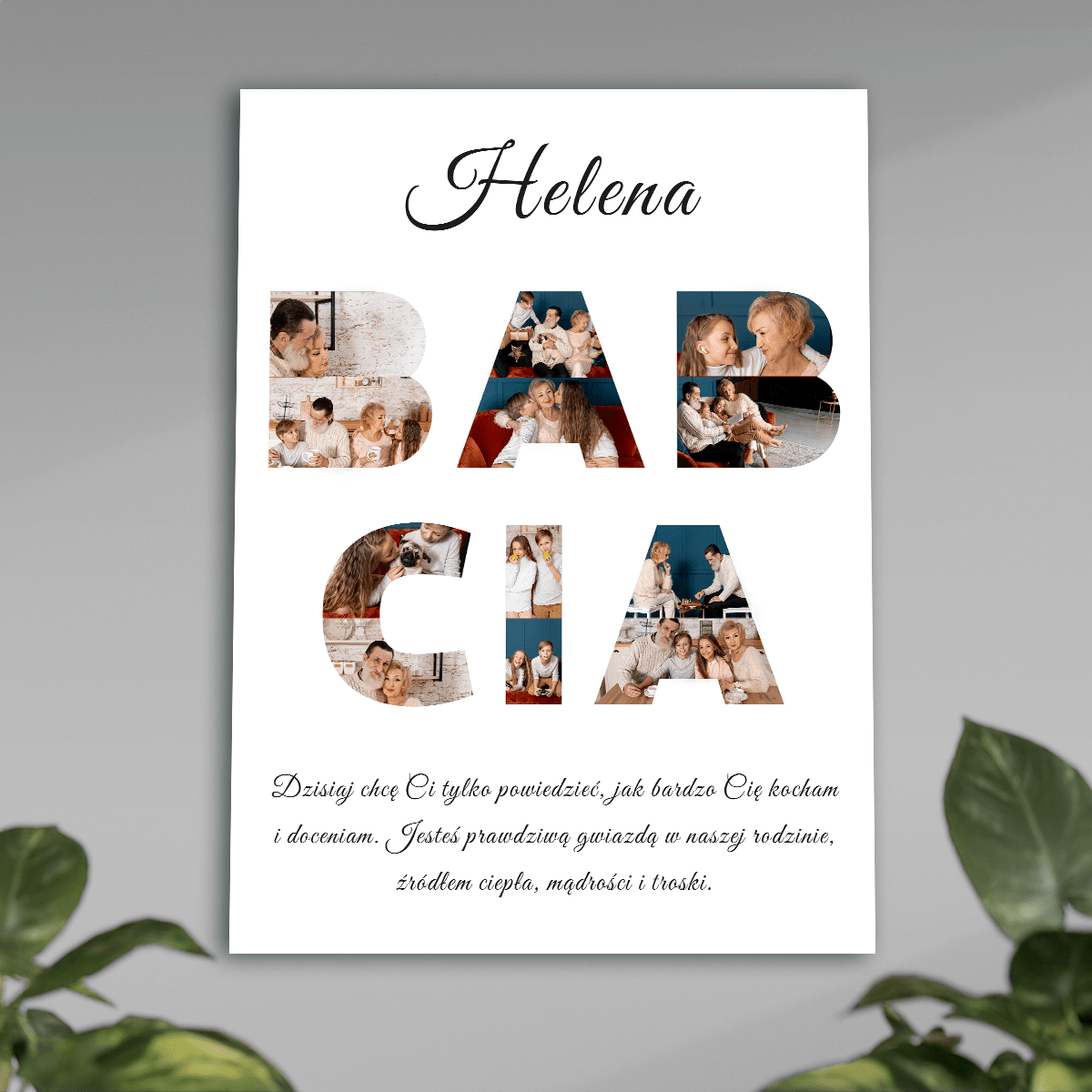 Fotokolaż BABCIA - plakat, spersonalizowany prezent dla babci - idamell.com