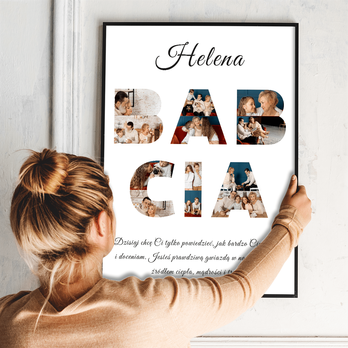 Fotokolaż BABCIA - plakat, spersonalizowany prezent dla babci - idamell.com