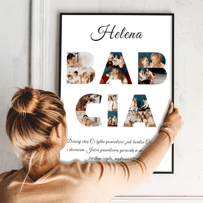 Fotokolaż BABCIA - plakat, spersonalizowany prezent dla babci - idamell.com