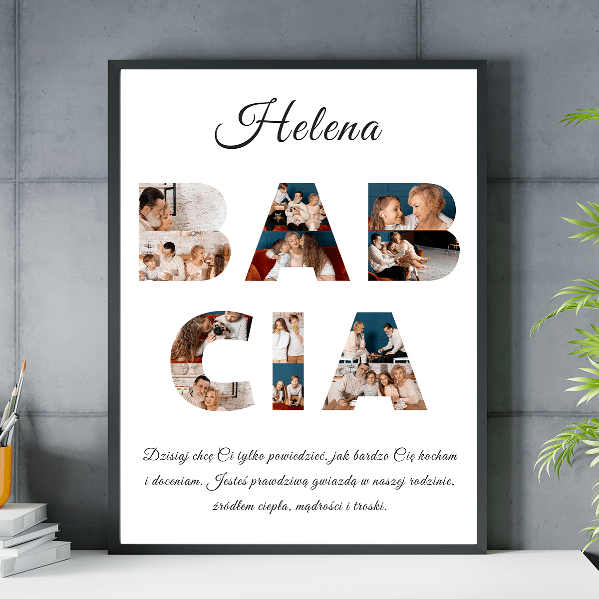 Fotokolaż BABCIA - plakat, spersonalizowany prezent dla babci - idamell.com