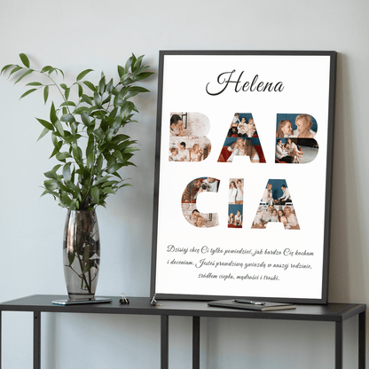 Fotokolaż BABCIA - plakat, spersonalizowany prezent dla babci - idamell.com