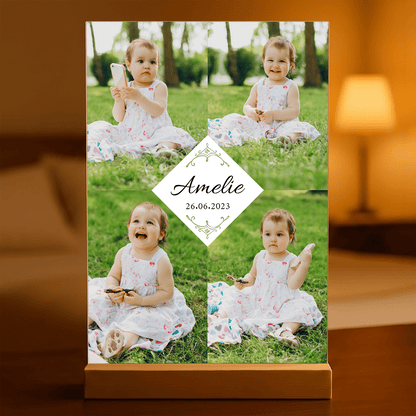Fotokolaż + imię dziecka - Druk na szkle, spersonalizowany prezent dla dziecka - idamell.com