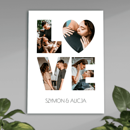 Fotokolaż LOVE + imiona - plakat, spersonalizowany prezent dla kobiety - idamell.com