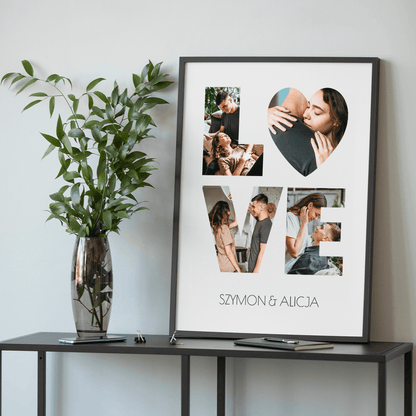 Fotokolaż LOVE + imiona - plakat, spersonalizowany prezent dla kobiety - idamell.com