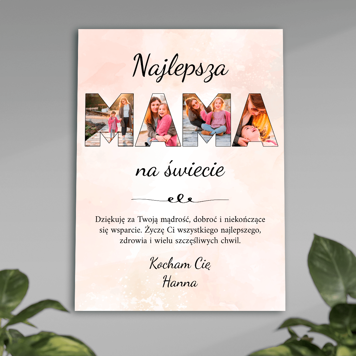 Fotokolaż MAMA + tekst - plakat, spersonalizowany prezent dla mamy - idamell.com