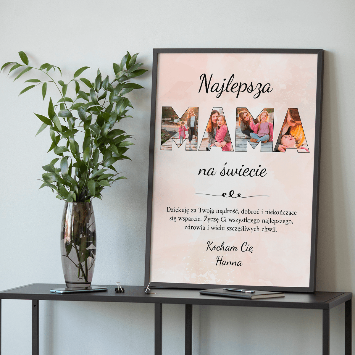 Fotokolaż MAMA + tekst - plakat, spersonalizowany prezent dla mamy - idamell.com