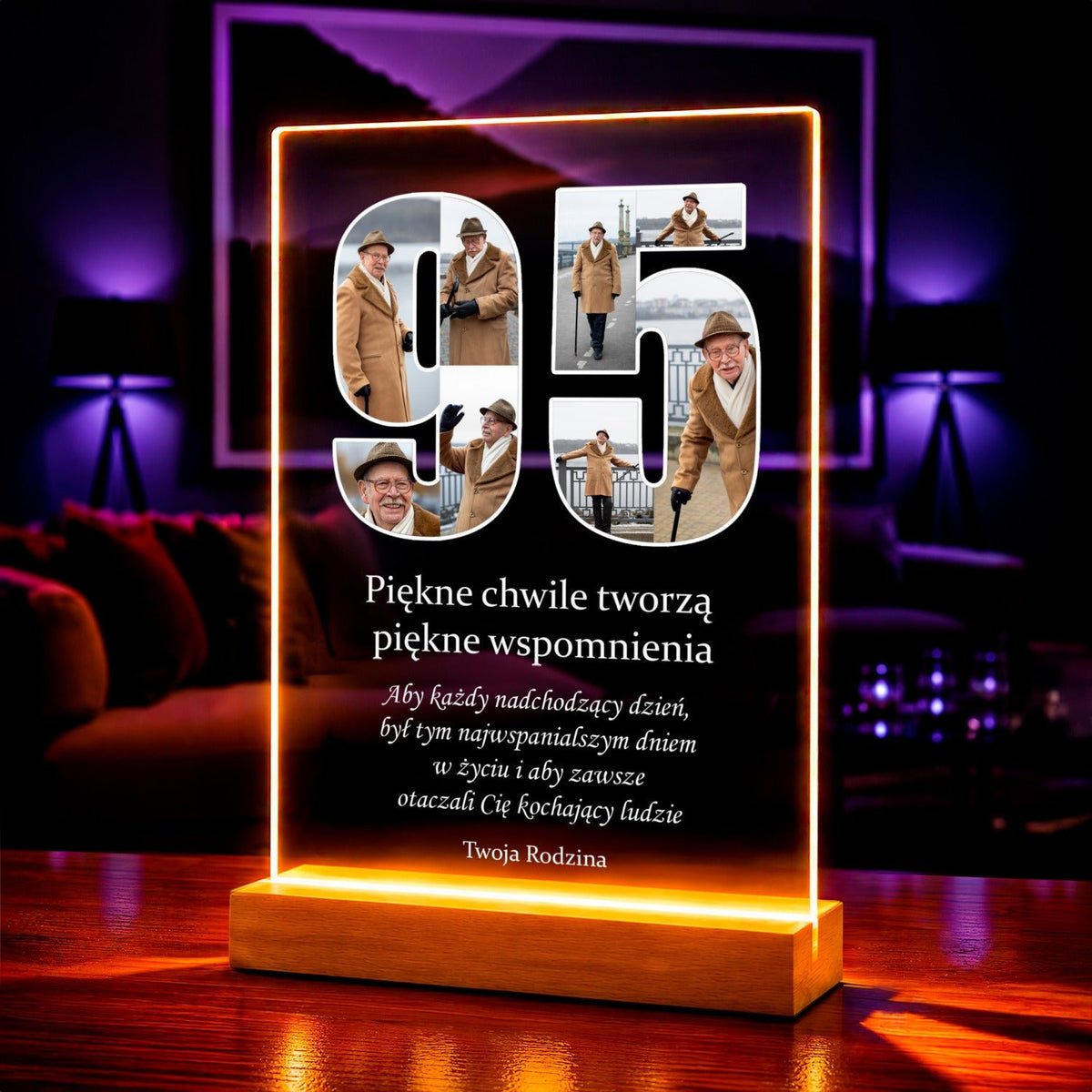 Fotokolaż na 95 urodziny - Druk na szkle, spersonalizowany prezent - idamell.com
