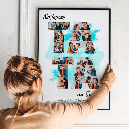 Fotokolaż TATA - plakat, spersonalizowany prezent dla taty - idamell.com