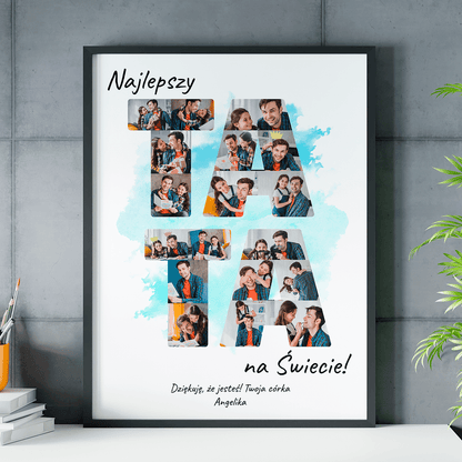 Fotokolaż TATA - plakat, spersonalizowany prezent dla taty - idamell.com