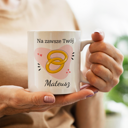 Na zawsze - Zestaw 2 x Kubek z nadrukiem, spersonalizowany prezent dla pary - idamell.com
