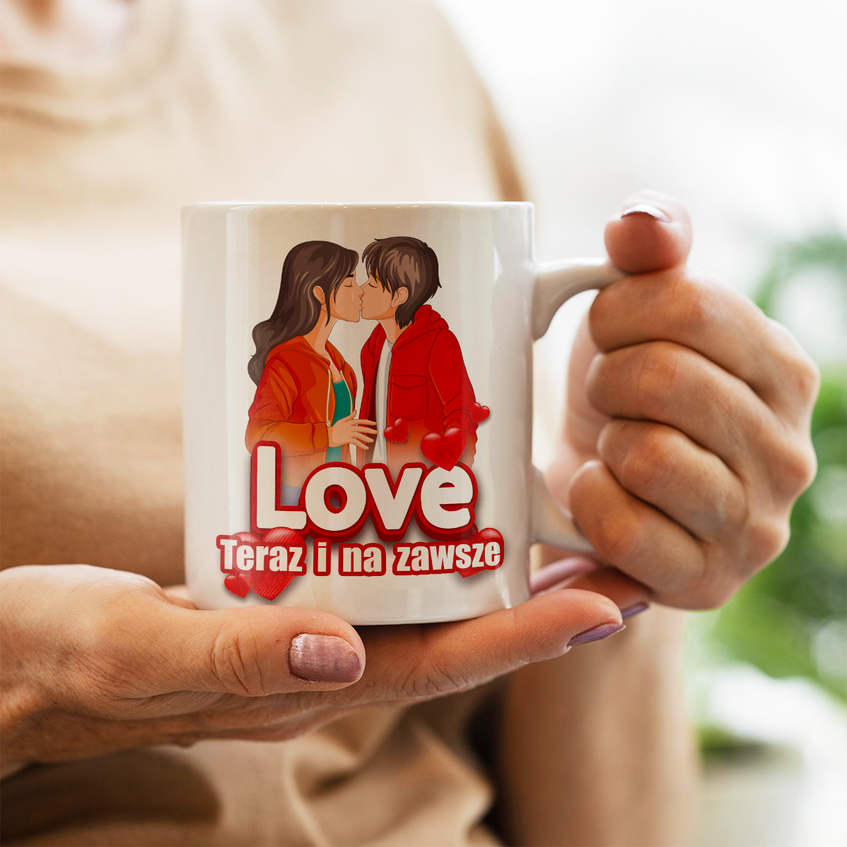 Love na zawsze - 1x Kubek z nadrukiem, spersonalizowany prezent dla pary - idamell.com