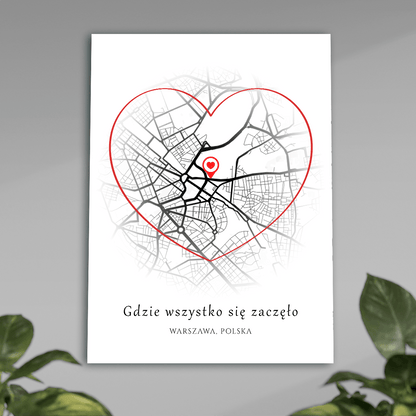 Gdzie wszystko się zaczęło - plakat, spersonalizowany prezent dla niej - idamell.com