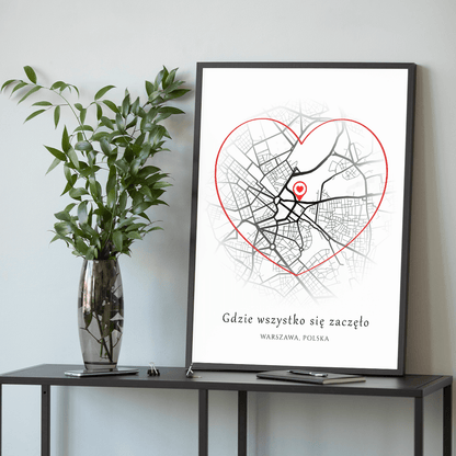 Gdzie wszystko się zaczęło - plakat, spersonalizowany prezent dla niej - idamell.com