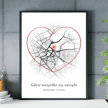 Gdzie wszystko się zaczęło - plakat, spersonalizowany prezent dla niej - idamell.com