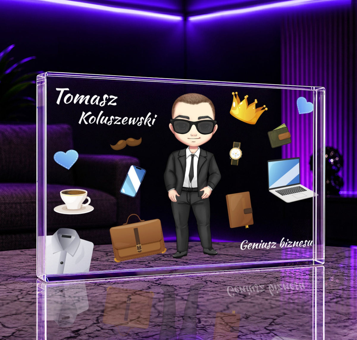 Geniusz biznesu Clipart - Druk na szkle, spersonalizowany prezent dla niego - idamell.com