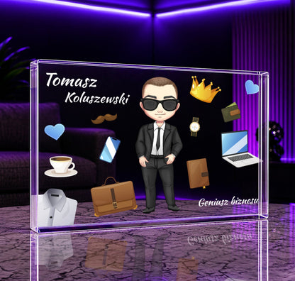 Geniusz biznesu Clipart - Druk na szkle, spersonalizowany prezent dla niego - idamell.com